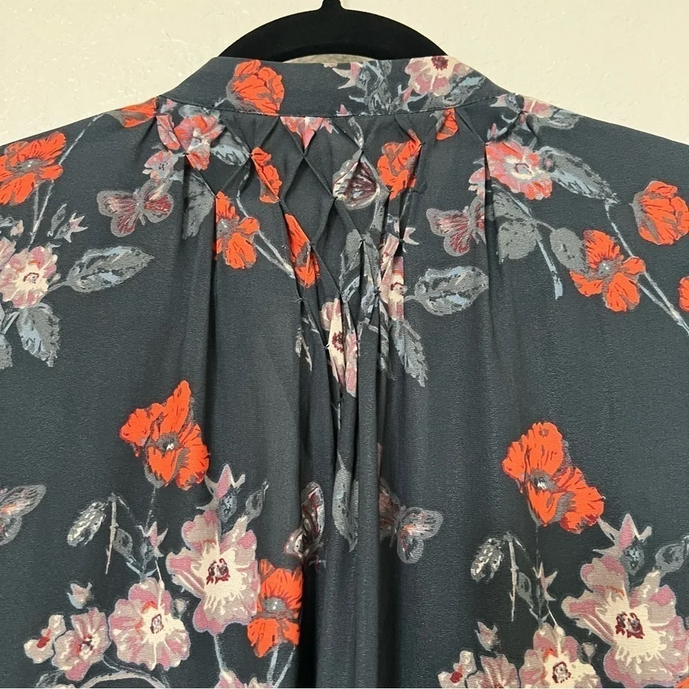 2/$30 Free People Boho So Fine Smocked Floral Long Sleeve Tunic Top SZ XS